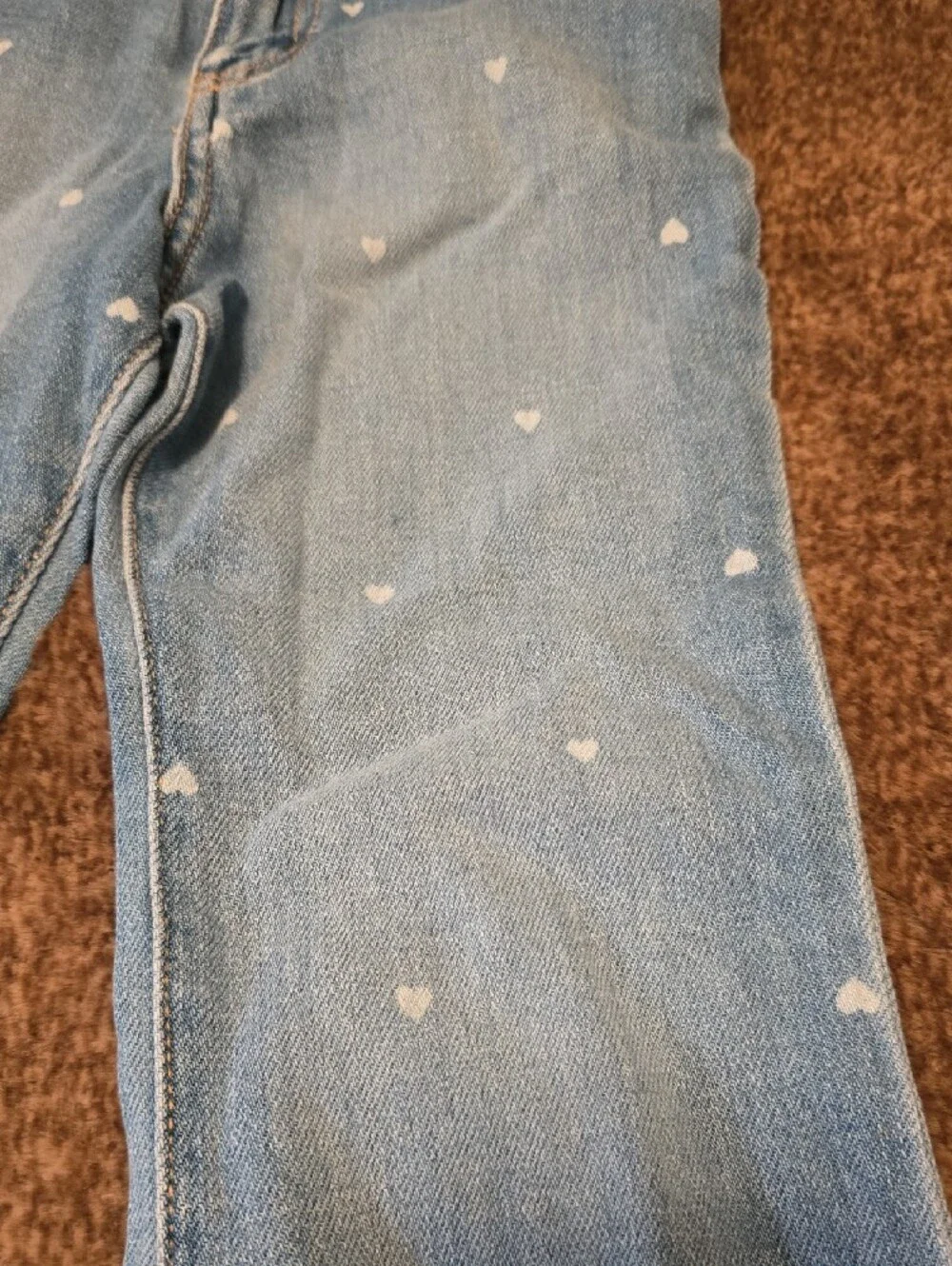 OshKosh B'gosh Light Blue Heart-Print Flare Jeans Girls 6/6X Cute Fun